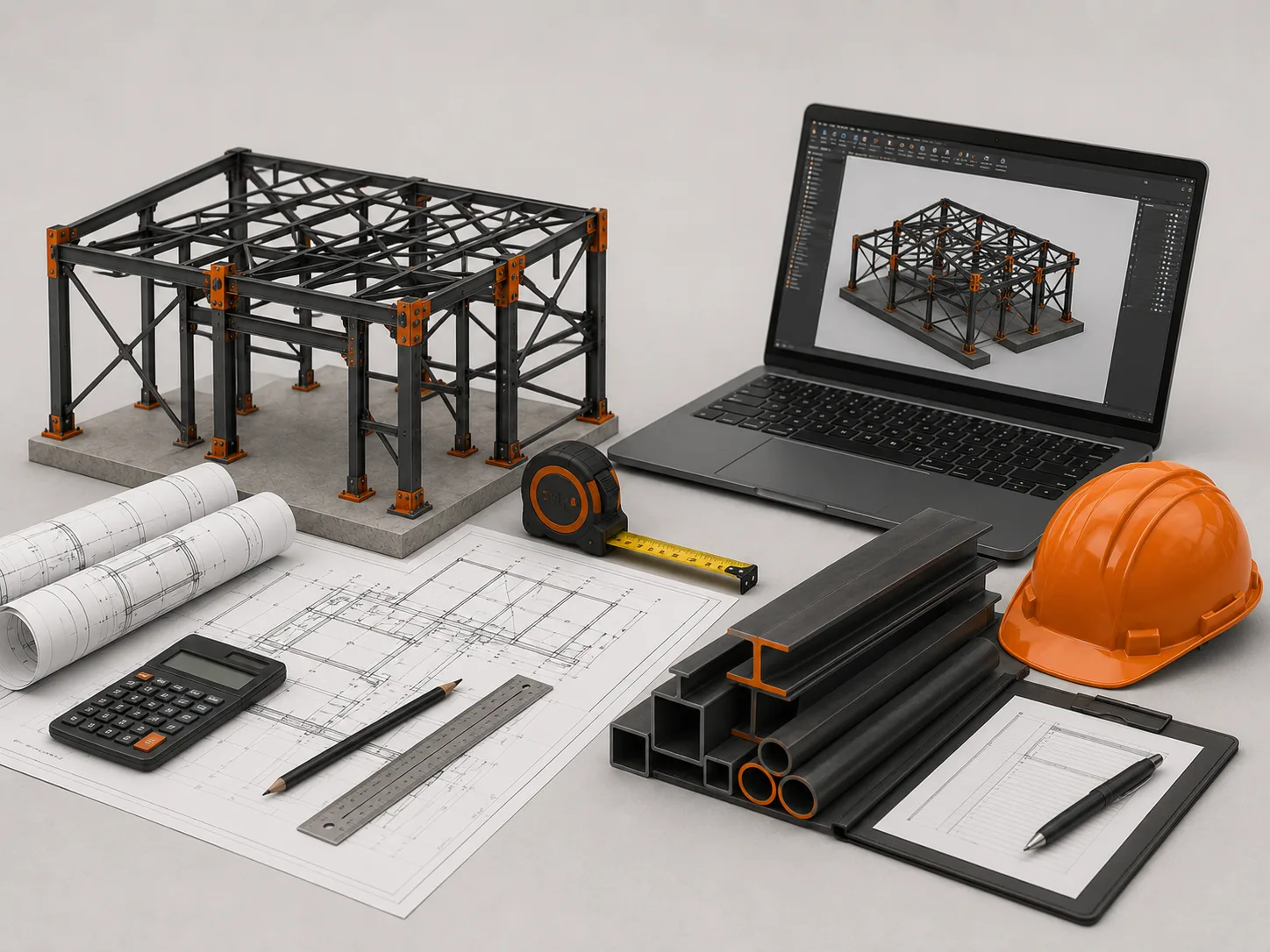 Услуги: проектирование КМ/КМД и BIM-моделирование стального каркаса, чертежи, расчёты и подбор металлопроката